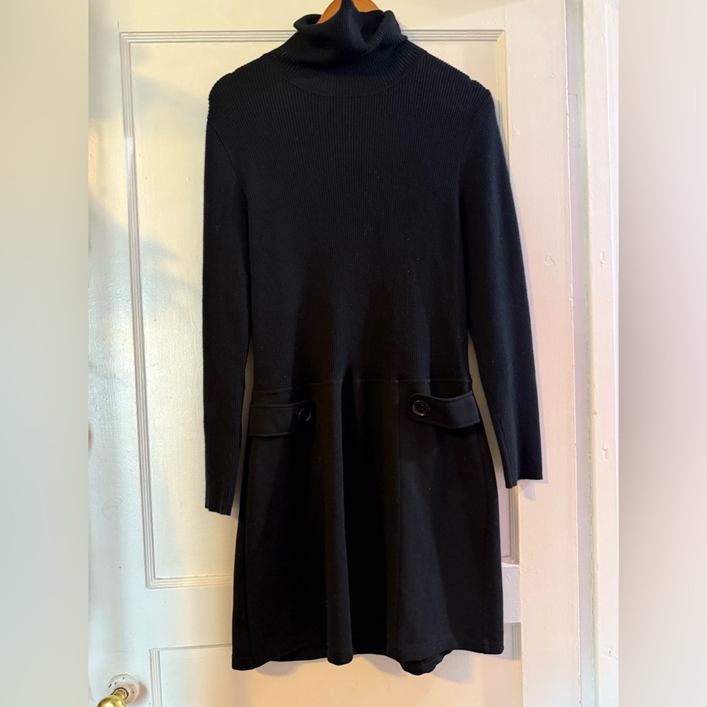 Michael Kors Black Turtleneck Long-Sleeve Knit Dress